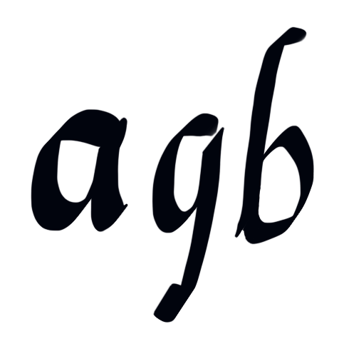 agblack logo the letters agb written in Procreate with the 